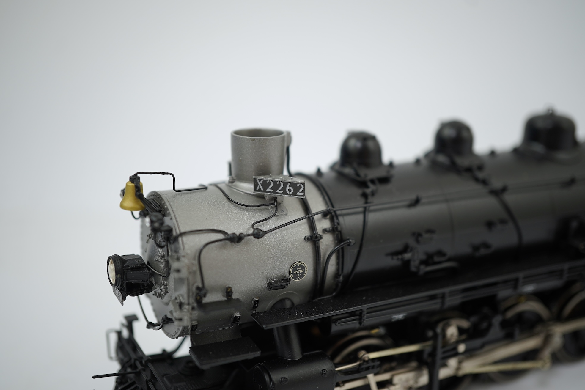 A boxed HO gauge Overland Models Inc. model of Union Pacific MK-7, 2262, 2-8-2 locomotive with bogie tender, powered for two rail operation.